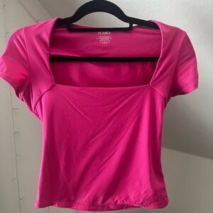 Pink Square Neck Top